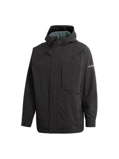 Men's adidas Outdoor 3 In 1 logo Sports Hooded Jacket Black GE9893