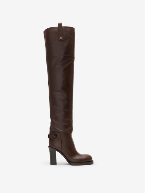 Burberry Leather Cavalier Thigh-high Heel Boots