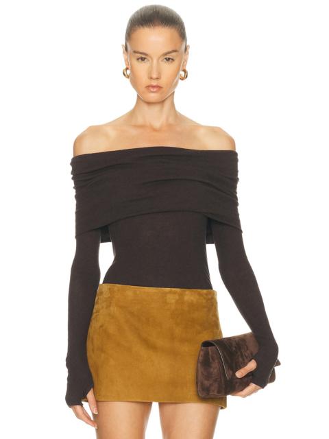 Enza Costa Cashmere Long Sleeve Off Shoulder Top