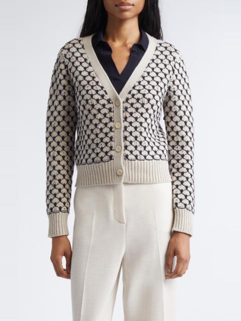 Max Mara Max Mara Mastro Crystal Embellished Wool Blend Cardigan in Beige at Nordstrom
