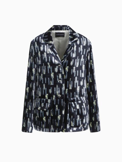 EMPORIO ARMANI PRINTED VELVET SINGLE-BREASTED BLAZER