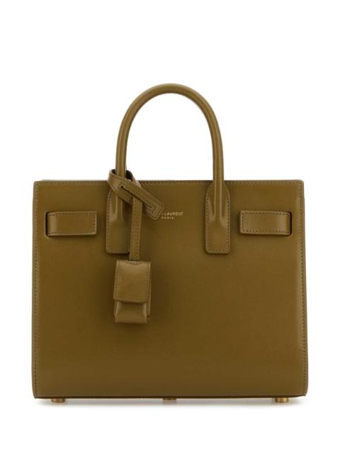 SAINT LAURENT Saint Laurent Women Khaki Leather Nano Sac De Jour Handbag