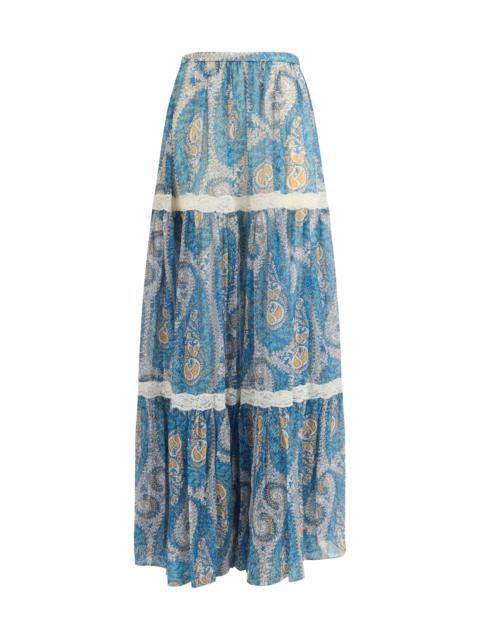 Etro Etro Silk Crepon Maxi Skirt Multicolor