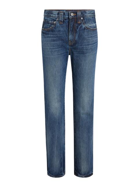KHAITE Farley Mid-Rise Straight-Leg Jeans medium wash