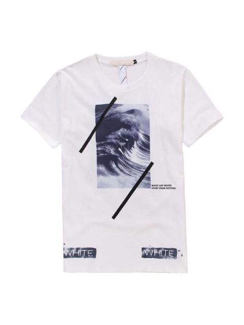 Off-White Alphabet Waves Printing Round Neck Casual Short Sleeve White T-Shirt CM1004-14-00