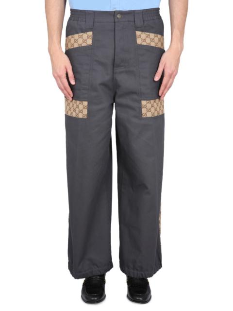 GUCCI Gucci Men Cotton Fabric Pants With Gg Inserts