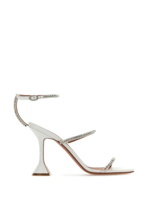 Amina Muaddi Amina Muaddi Woman White Leather Gilda Sandals