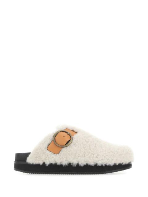Isabel Marant Isabel Marant Women Ivory Shearling Footb Slippers