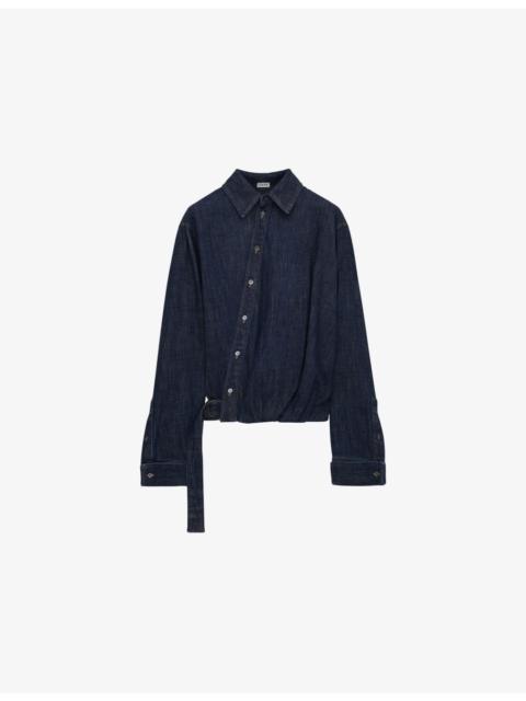 Loewe Draped Adjustable-Belt Denim Shirt