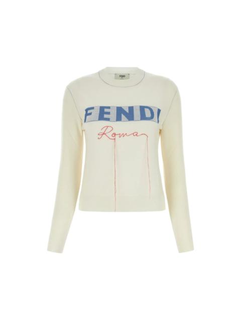 FENDI FENDI Ivory Stretch Cashmere Blend Sweater New & Authentic (