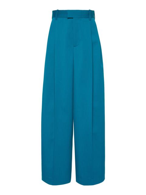 Bottega Veneta Pleated Gabardine Wide-Leg Pants green