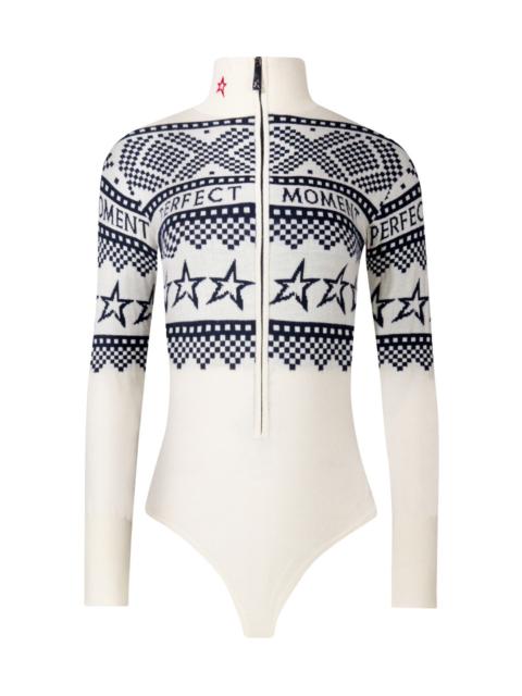 PERFECT MOMENT Perfect Moment Intarsia-knit Merino Wool Bodysuit