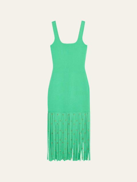 SIMKHAI Romelia Fringe Knit Midi Dress