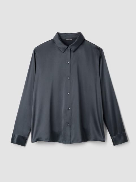 EILEEN FISHER Stretch Silk Charmeuse Classic Collar Shirt