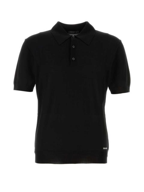 Prada Prada Men Black Silk Polo Shirt