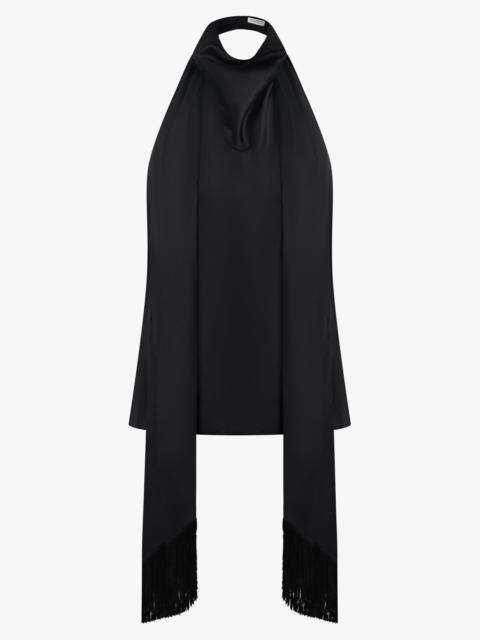 NINA RICCI HALTERNECK TOP WITH SCARF NECK | BLACK