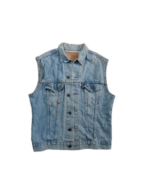 Other Designers Vintage Distressed Levi's Denim Sleeveless Trucker Jacket