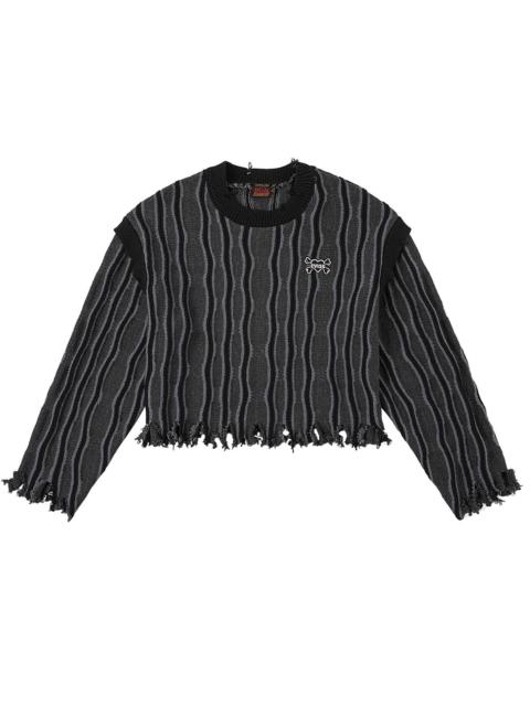 EVISU Skull Heart Appliqué Embroidery Fashion Fit Knitted Sweatshirt