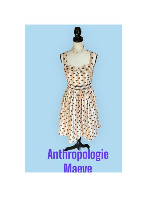 Maeve Anthropologie Chelly Dress 50s Cream Stripe Dress Size 2 S