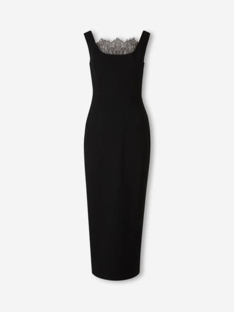 ROLAND MOURET LACE MIDI DRESS