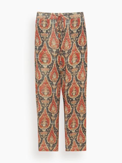 R13 Printed Cropped Wide Leg Sweater Pants in Black/Red Multicolor