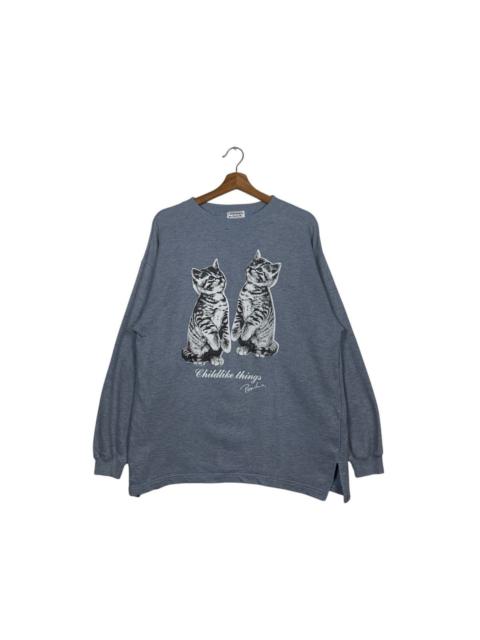 Vintage - Childlike Things Poncho Cats Graphics Sweater #1679-C75