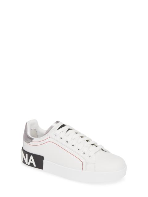 Dolce & Gabbana Dolce&Gabbana Portofino Sneaker in White/Silver at Nordstrom