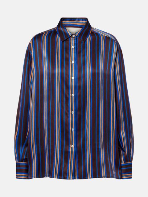 ASCENO Maya striped silk charmeuse pajama shirt