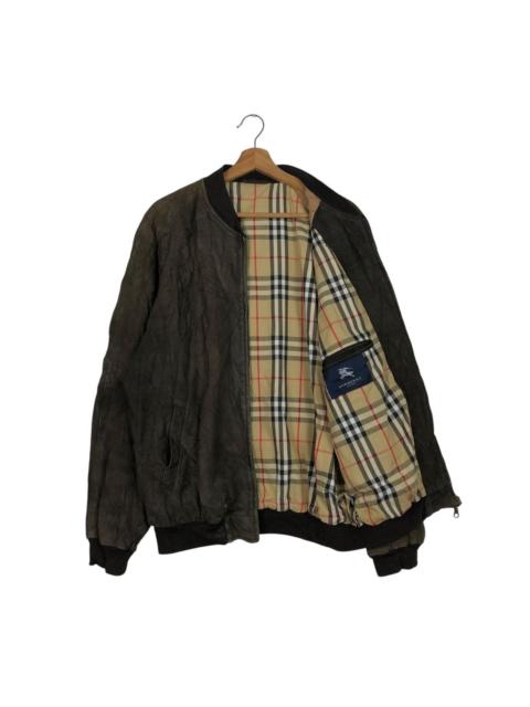 Burberry 🔥VINTAGE LEATHER JACKET BURBERRY LONDON NOVA CHECK BLANKET