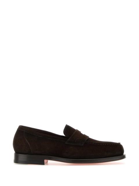 Santoni Santoni Men Dark Brown Suede Gunter Loafers