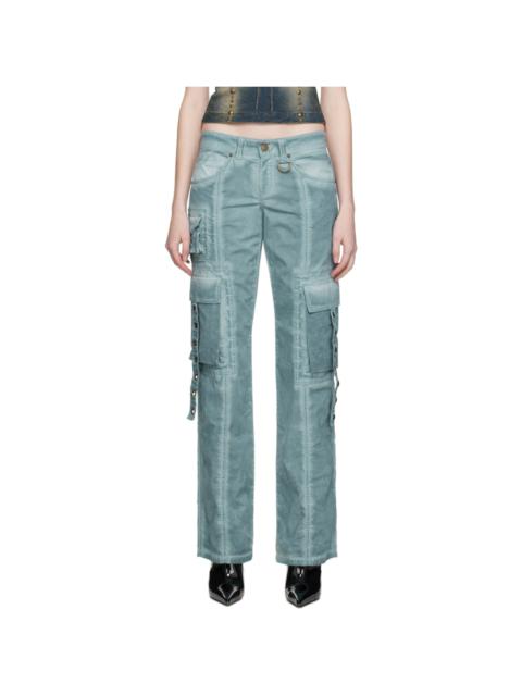 Blumarine Blue Eyelet Trousers
