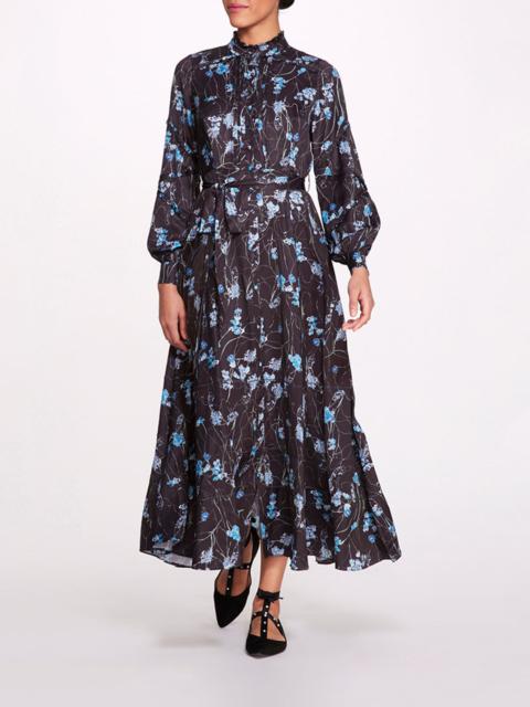 Marchesa FIORELLA SATEEN MAXI SHIRTDRESS