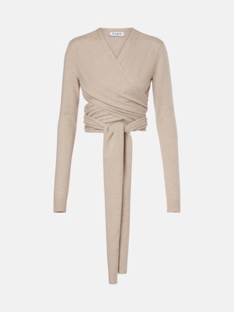 Alaïa Cashmere and wool-blend wrap top