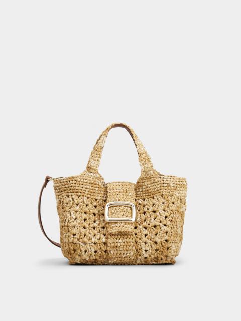 Roger Vivier Viv' Choc Mini Shopping Bag in Raffia
