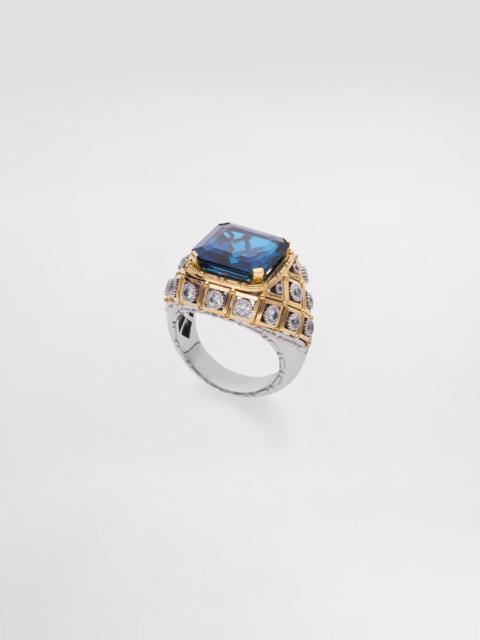 Dolce & Gabbana Eleganza Ring 18-carat white and yellow gold, topazes, and sapphires