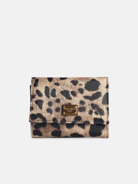 Dolce & Gabbana 'DAUPHINE' LEOPARD LEATHER PORTAFOLGIO