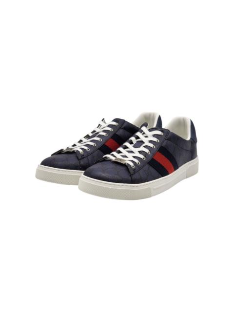 GUCCI Ace GG Supreme Web Low Top Men's Sneakers Blue US 12 - NWB