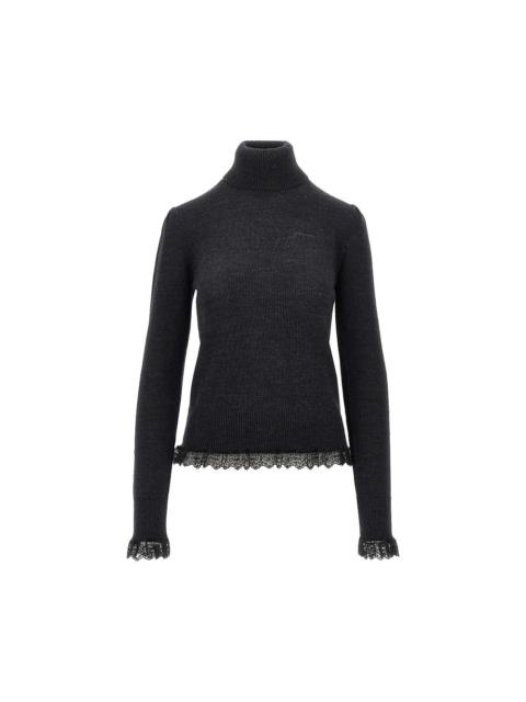 GANNI Ganni Women Merino Wool Sweater With Lace Trimming