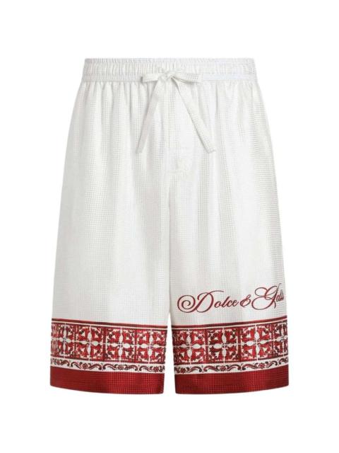Dolce & Gabbana Dolce & Gabbana Men Vanity Bermuda Shorts In Jacquard Twill With A Majolica Print