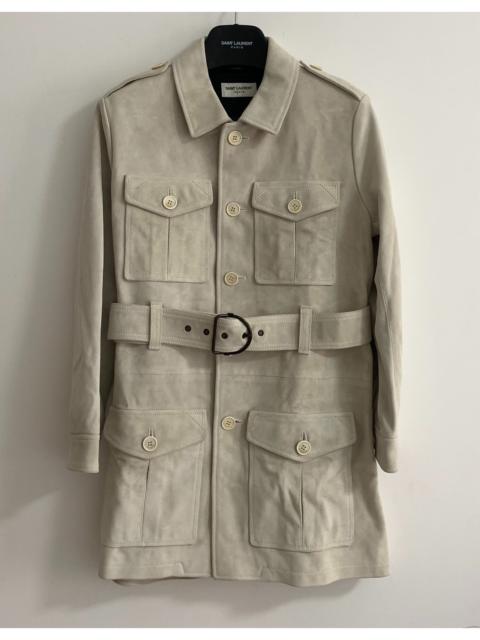 SAINT LAURENT Saint Laurent 20SS Runway Off-White Pocket Suede Coat