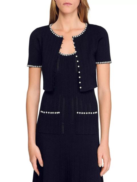 Sandro Cropped Beaded Cardigan