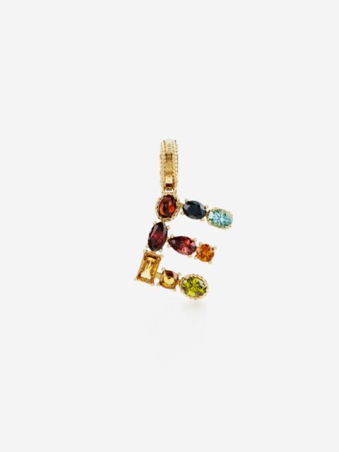 Dolce & Gabbana Rainbow alphabet E 18 kt yellow gold charm with multicolor fine gems