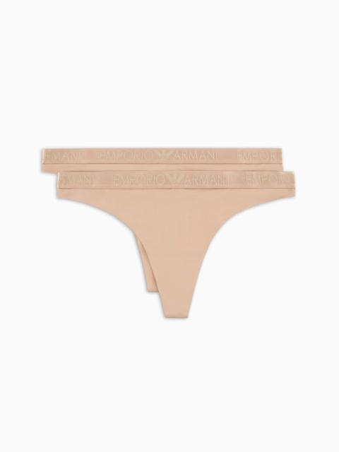 EMPORIO ARMANI Two-pack of ASV Iconic recycled-microfibre thongs