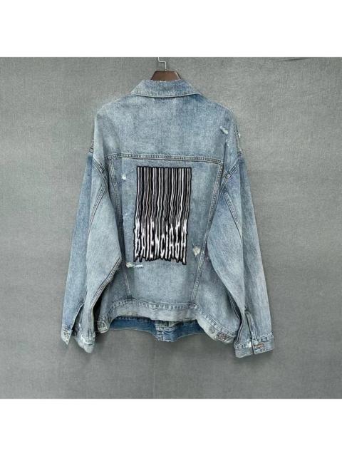 BALENCIAGA Balenciaga waterfall embroidered distressed denim jacket