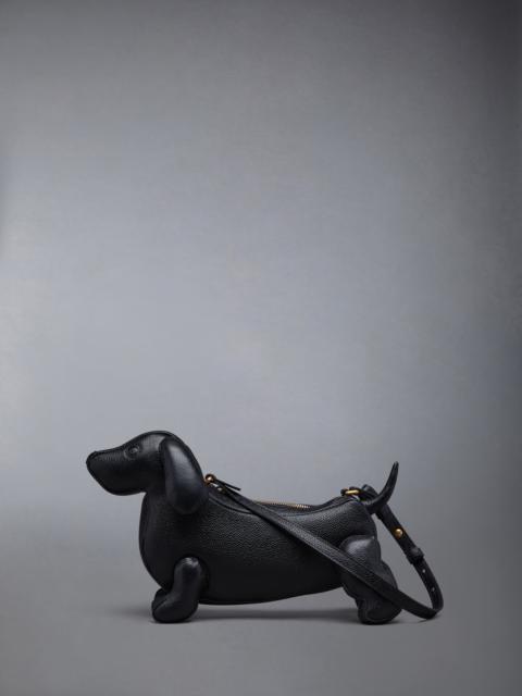 Thom Browne Black Pebble Grain Leather Hector Baguette Shoulder Bag