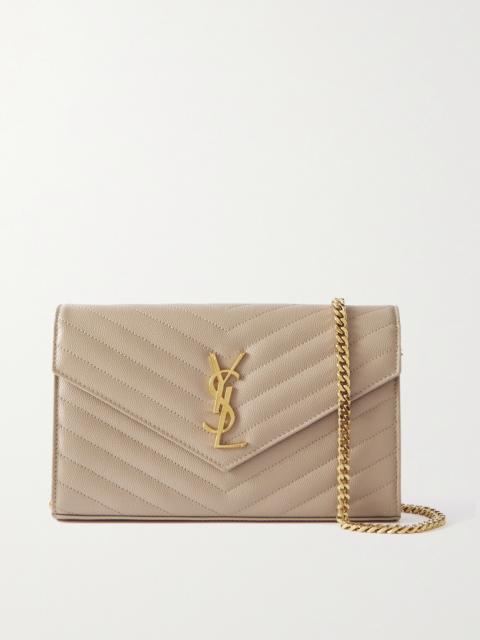 SAINT LAURENT Cassandre Chain Matelassé Textured-leather Wallet