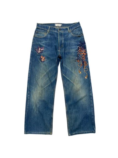Japanese Brand - Vintage Karakuri Generation Denim Embroidery Butterfly Jean