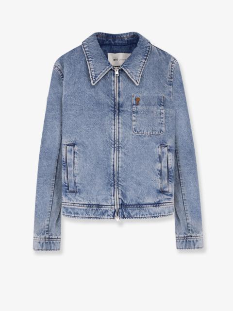 AMI Paris Ami Paris Men Denim Jacket With Iconic Logo On The Front