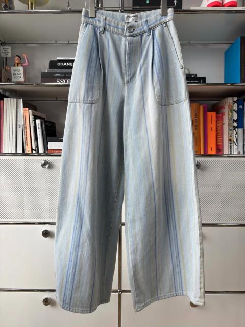 CHANEL Chanel Waterfall Series Blue Wide-Leg Jeans