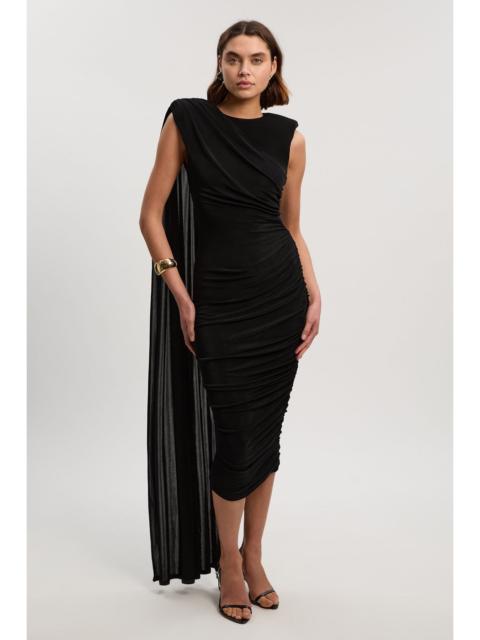 KAREN MILLEN Premium Slinky Crepe Scarf Detail Maxi Dress